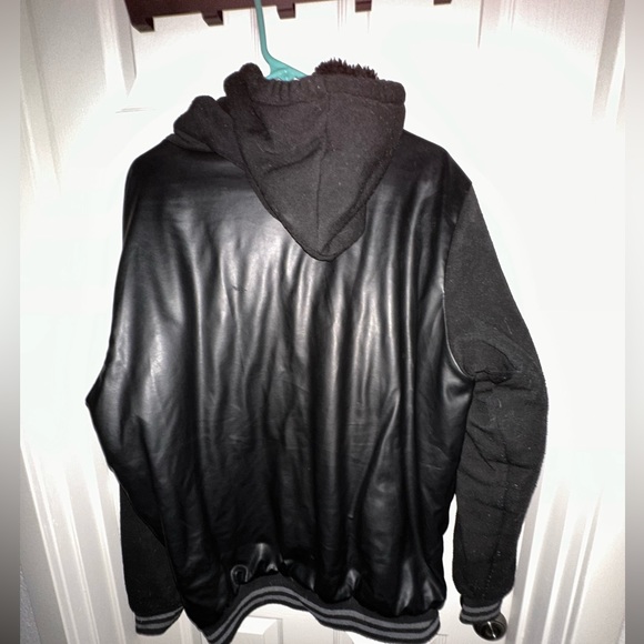 Men’s faux leather hoodie - Picture 3 of 3